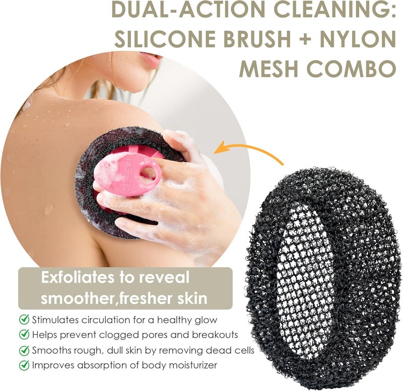 Innerneed Exfoliating Net Cover Sponge Bath Scrubbing Loofah Rough Washcloth Case 4pcs, Only for Silicone Body Brush （Only Case） - Image 4